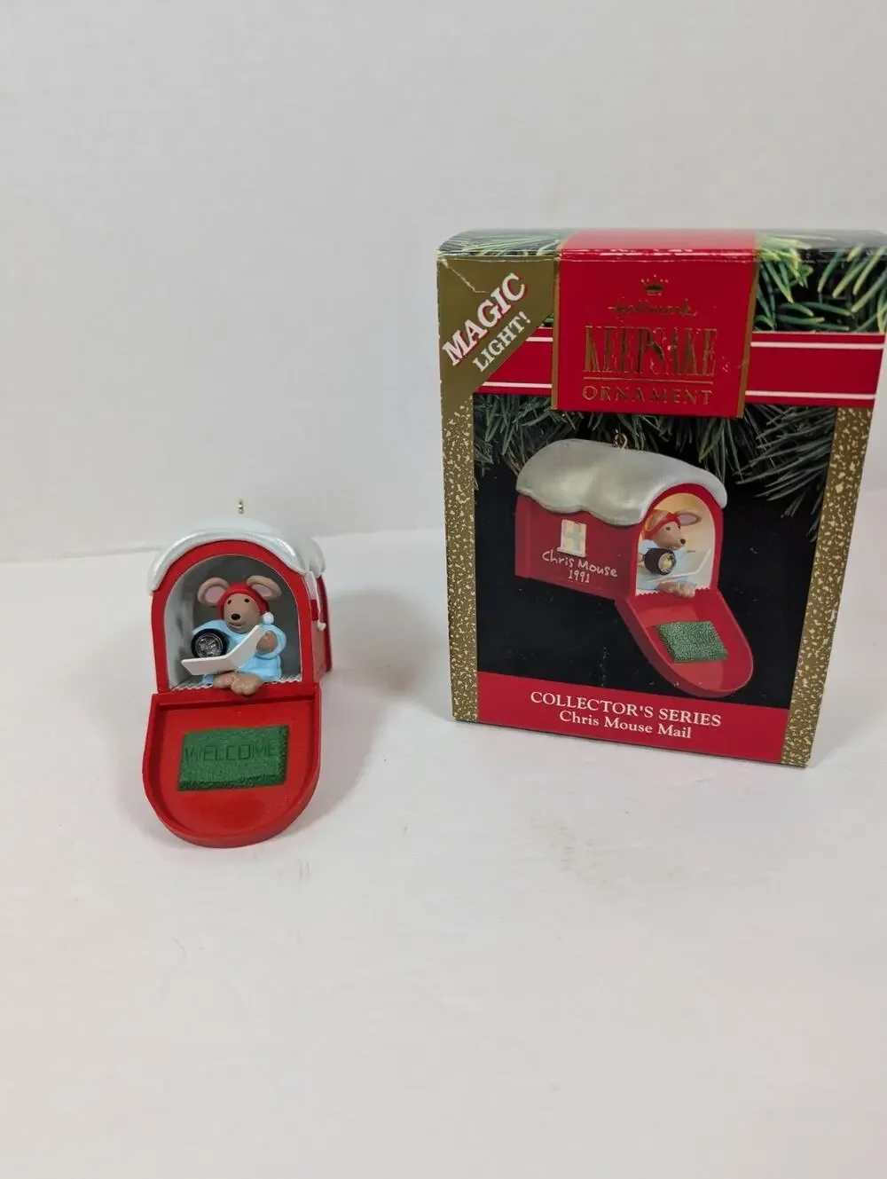 Hallmark CHRIS MOUSE MAIL 1991 Keepsake Ornament #7 in Series MIB Vintage